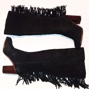 New - Gianni Bini -Fringe Black Suede Women's Boots Size 6.5m